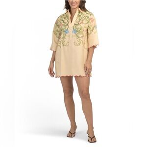 Cecilia Moon Floral Embroidered Cream Tunic size xs